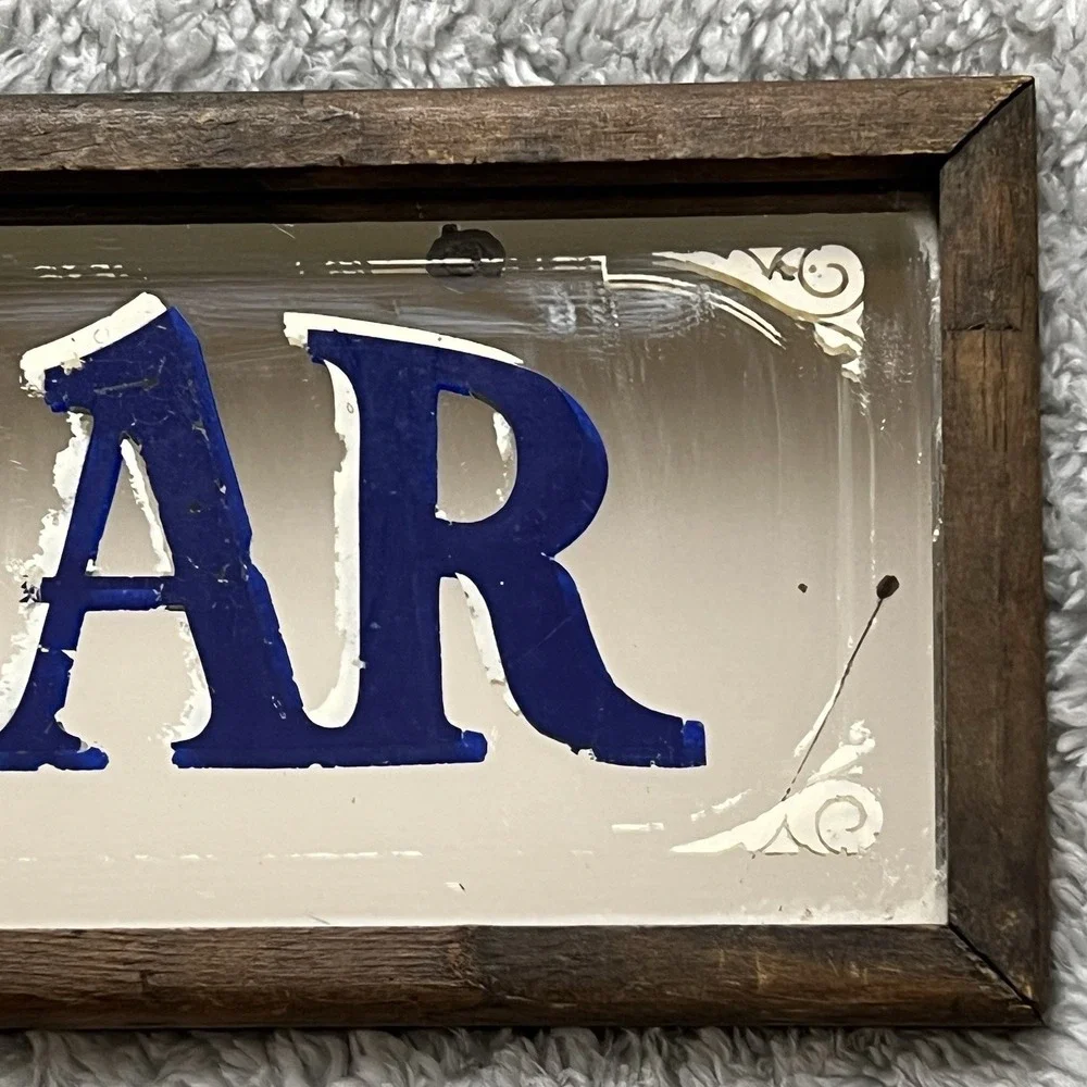 Vintage Wallace Berrie BAR Sign Framed Wood Glass Wall Plaque 1970s USA